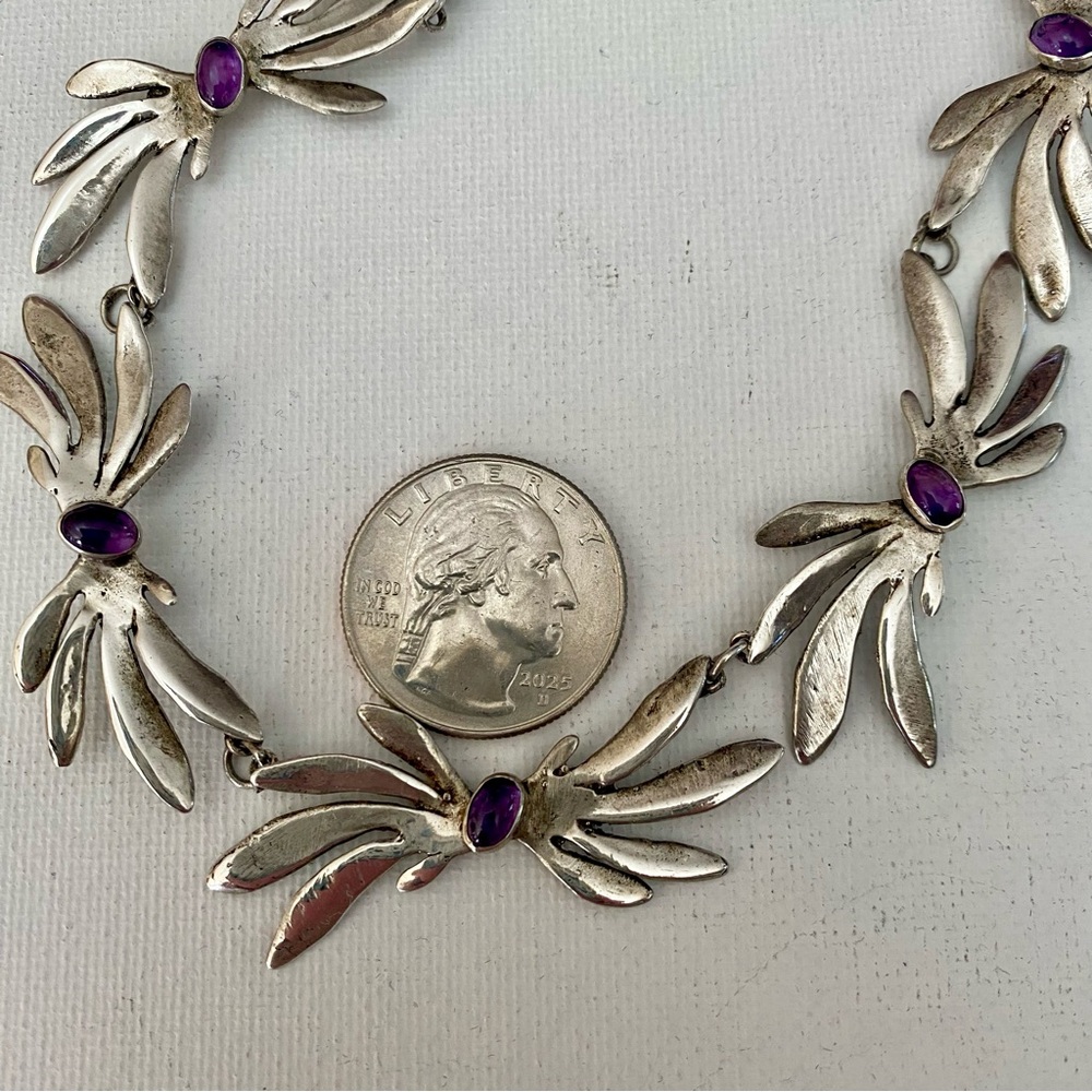 Sterling Silver Necklace & Earring Set with Natural Amethyst Stones - Picture 10 of 12
